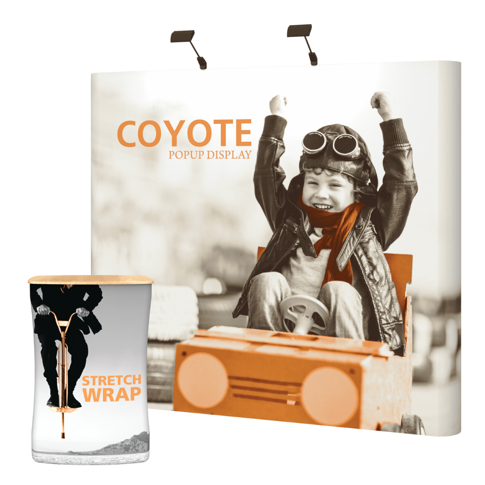 8ft x 8ft Coyote Straight Full Graphic Mural Display (Graphic Package) 3x3 Fast Kit