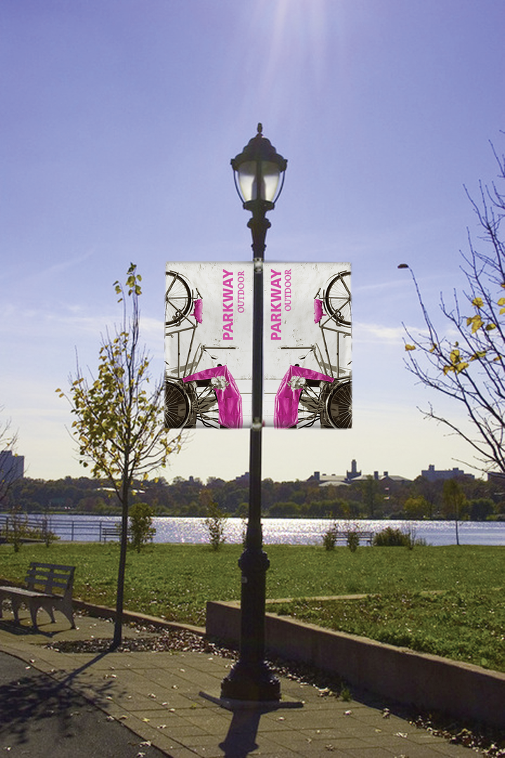 5ft Parkway Outdoor Pole Banner Single-Span Single-Sided Scrim Vinyl (Graphic Package)