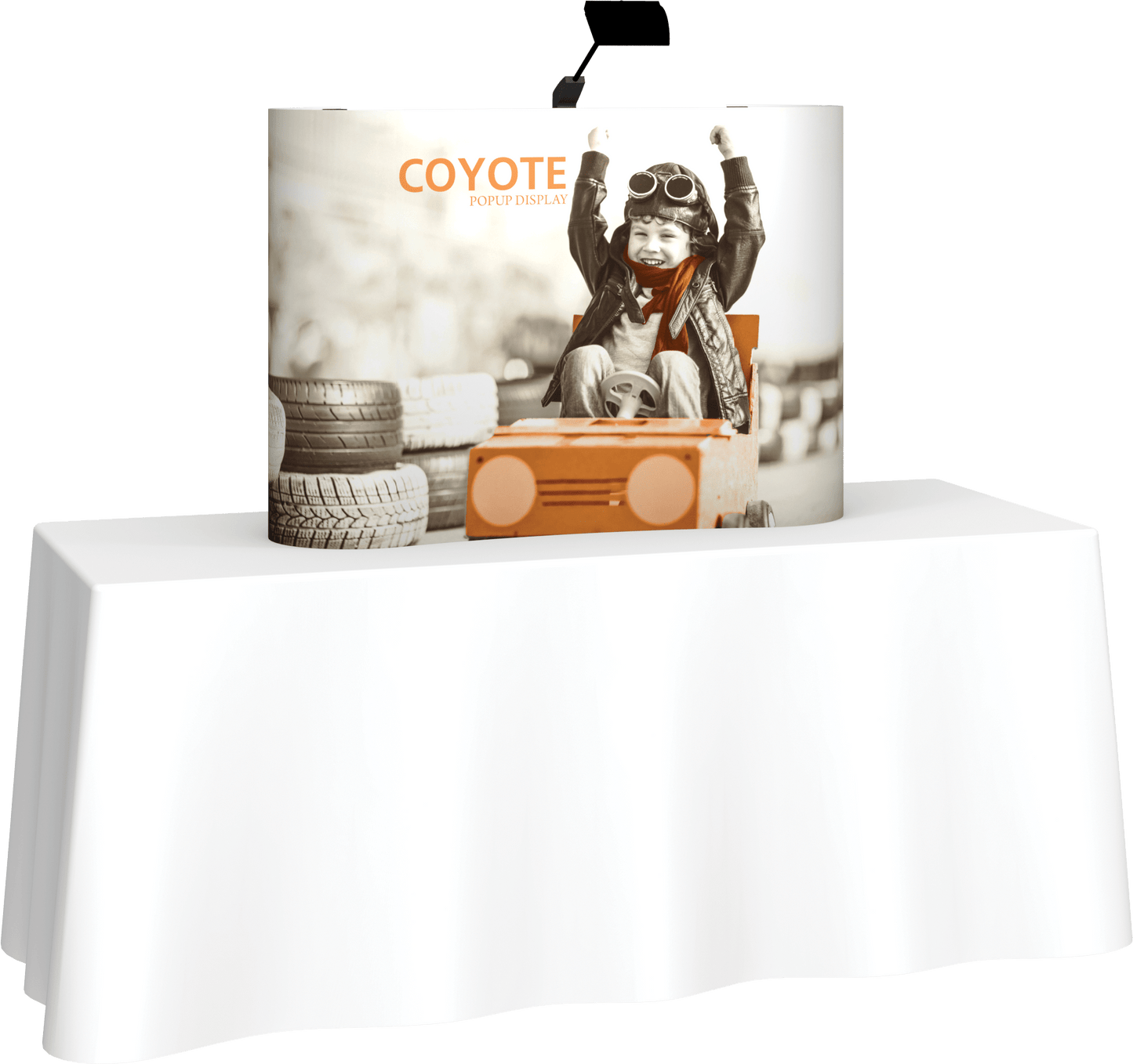 4ft (1x1) Coyote Curved Tabletop Full Fabric Display (Fabric Package)