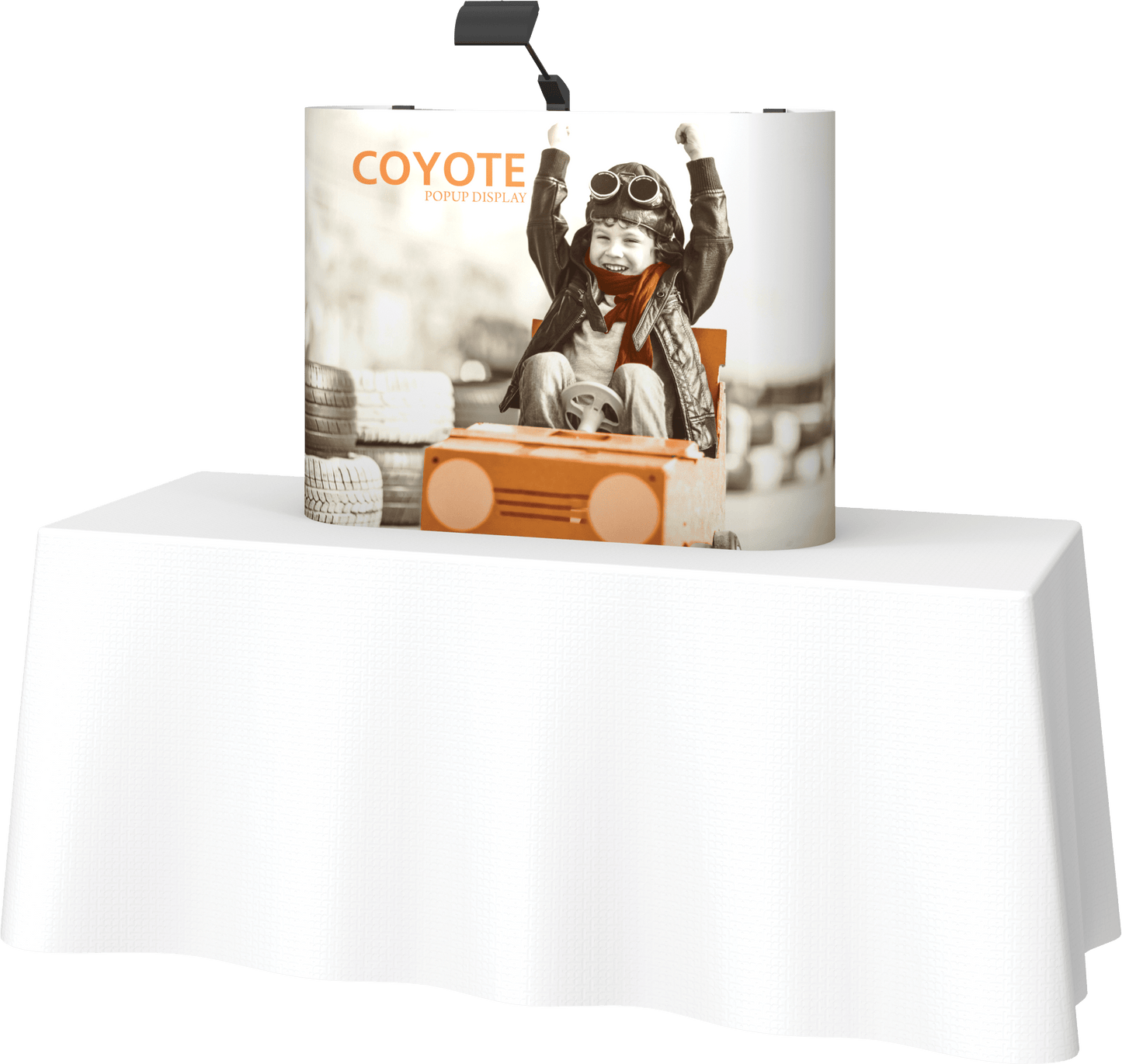 4ft (1x1) Coyote Straight Tabletop Full Fabric Display (Fabric Package)