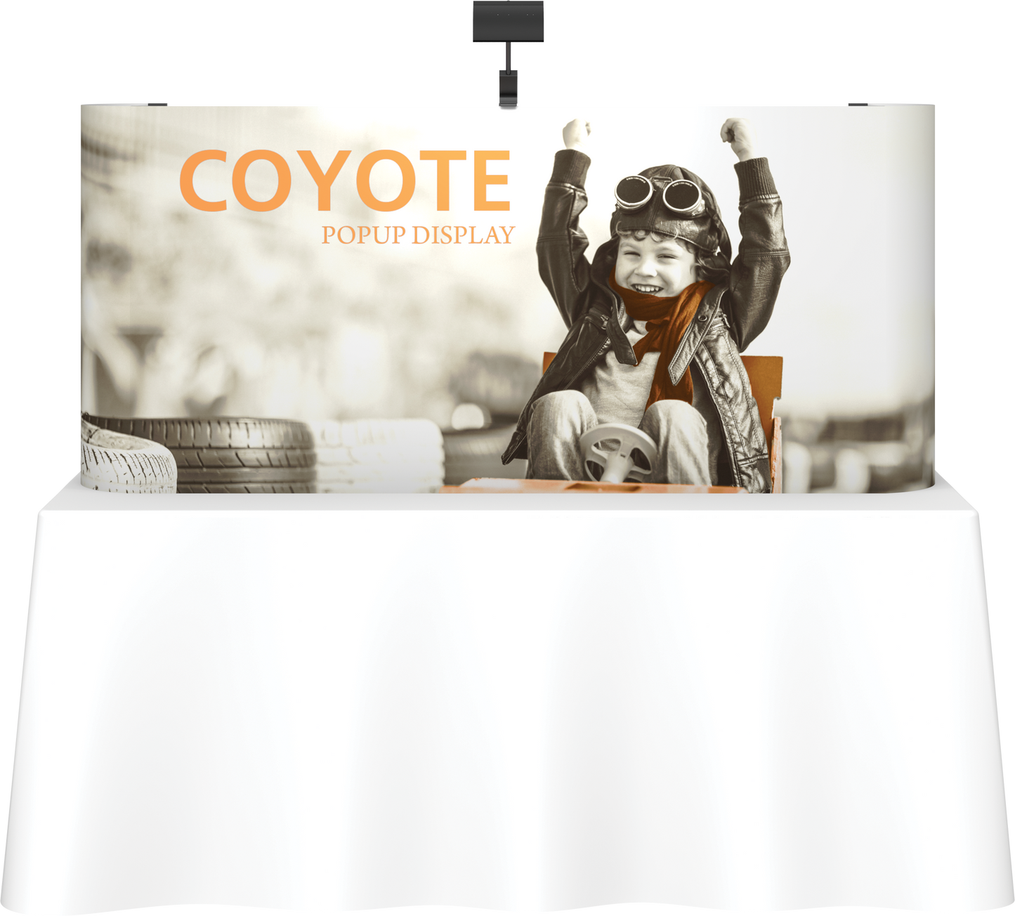 6ft (2x1) Coyote Straight Tabletop Full Fabric Display (Fabric Package)