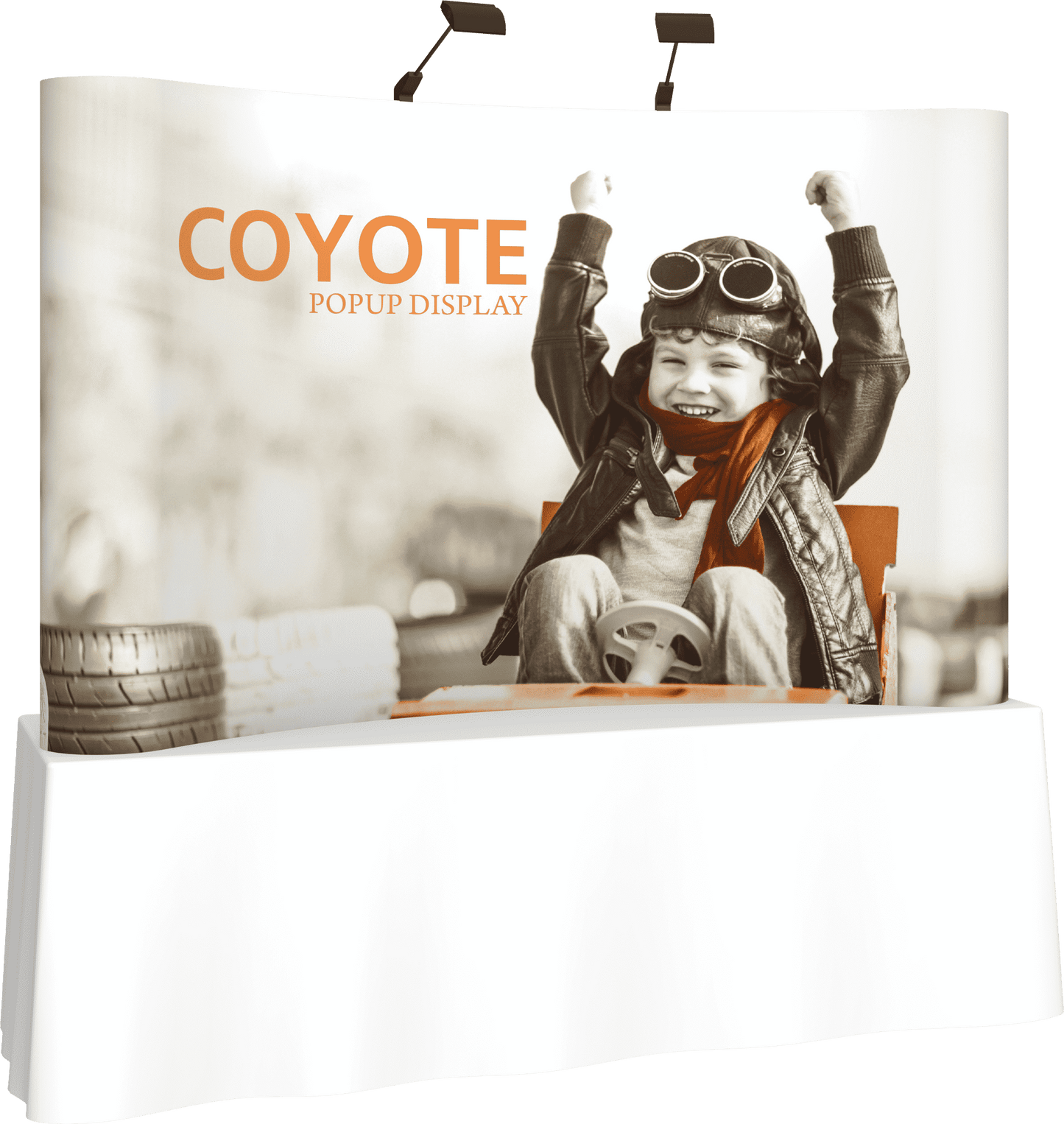 8ft (3x2) Coyote Curved Tabletop Full Fabric Display (Fabric Package)