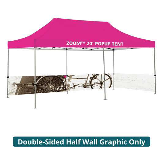 20ft x 10ft Zoom Standard Popup Tent Half Wall Custom Printed Double-Sided (Half Wall Graphic Only)