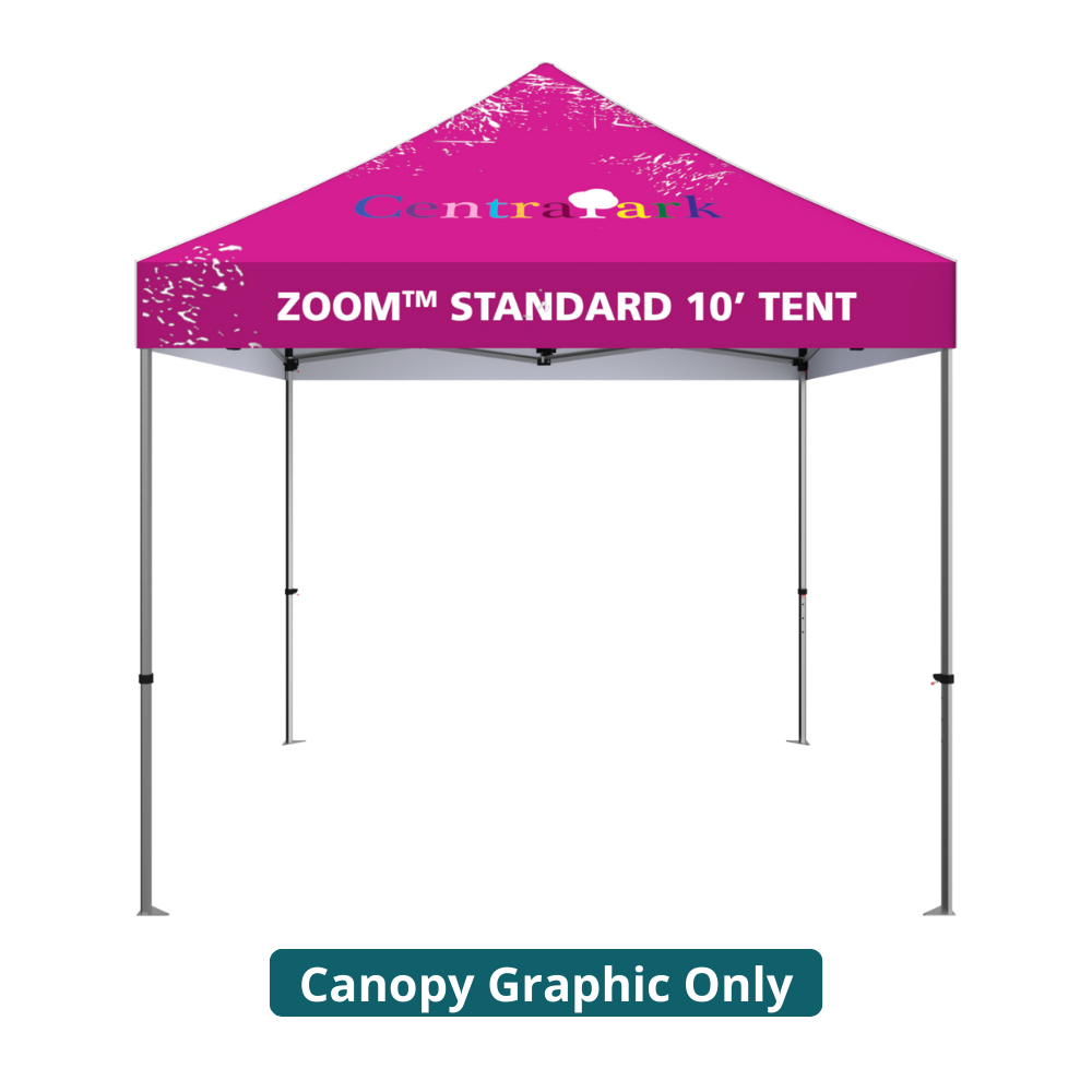 10ft x 10ft Zoom Economy and Standard Popup Tents Custom Printed (Canopy Graphic Only)