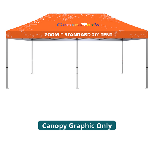 20ft x 10ft Zoom Standard Popup Tent Custom Printed (Canopy Graphic Only)