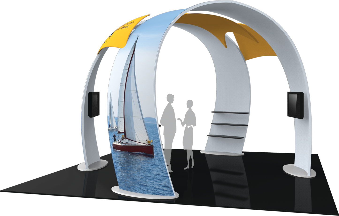 20ft x 20ft Formulate Fusion Island Booth Kit 07 Fabric Tower (Graphic Package)