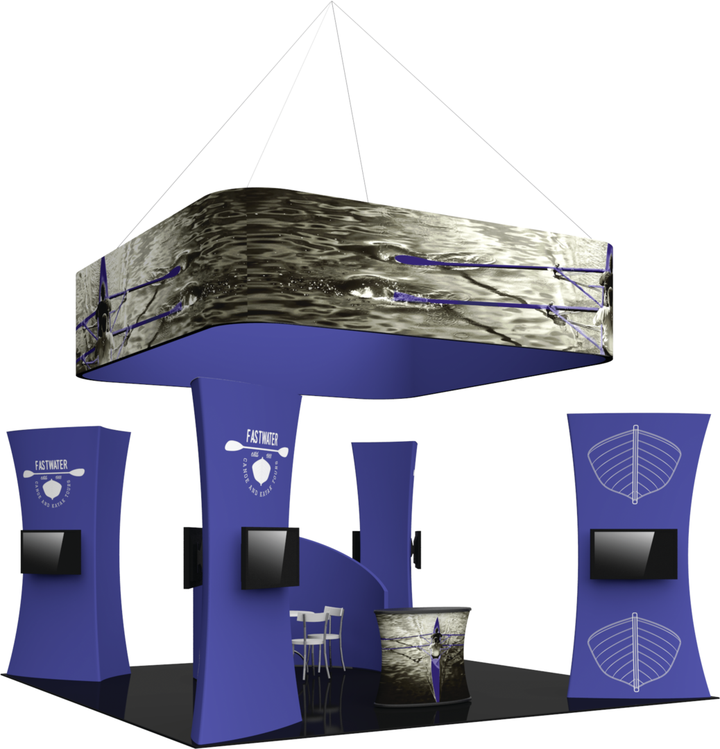 20ft x 20ft Formulate Fusion Island Booth Kit 10 Fabric Tower (Graphic Only)
