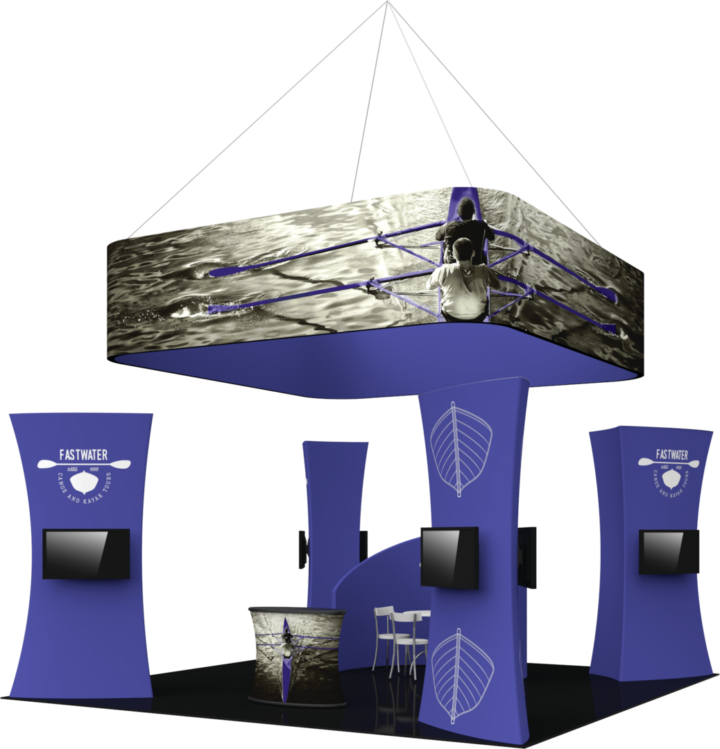 20ft x 20ft Formulate Fusion Island Booth Kit 10 Fabric Tower (Graphic Only)
