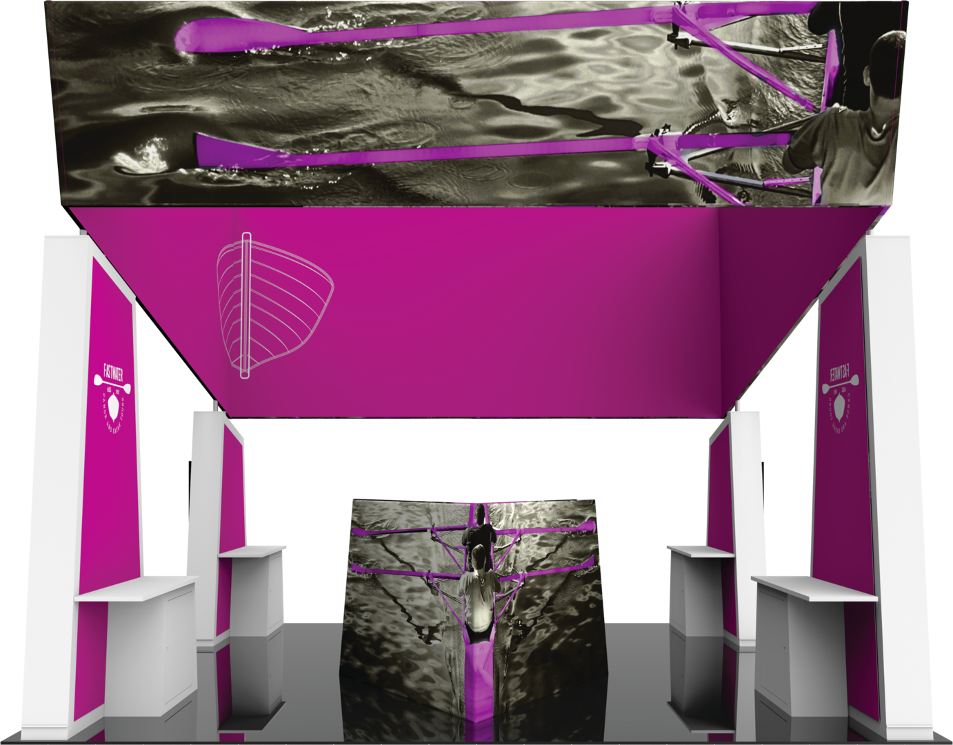 20ft x 20ft Formulate Fusion Island Booth Kit 11 Fabric Tower (Graphic Package)