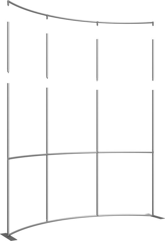 2ft Height Formulate Master Backwall Extension Hardware (10ft) - 4 Pole Horizontal Curve