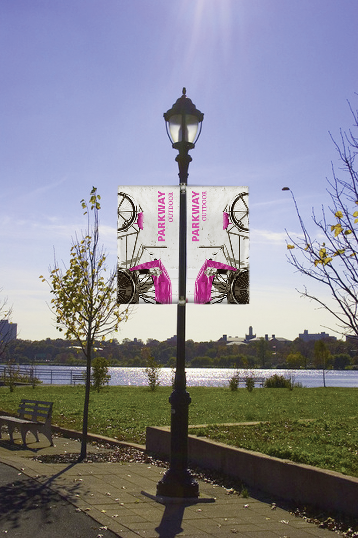 5ft Parkway Outdoor Pole Banner Single-Span Double-Sided Scrim Vinyl (Graphic Package)