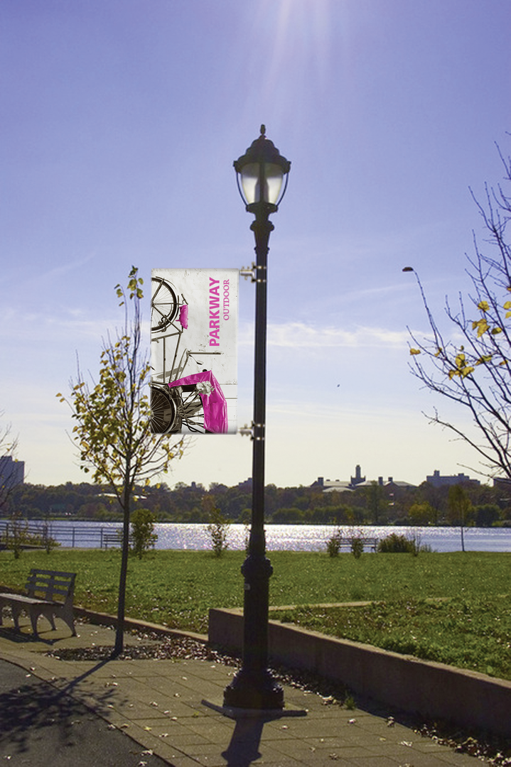 5ft Parkway Outdoor Pole Banner Double-Span Double-Sided Scrim Vinyl (Graphic Package)