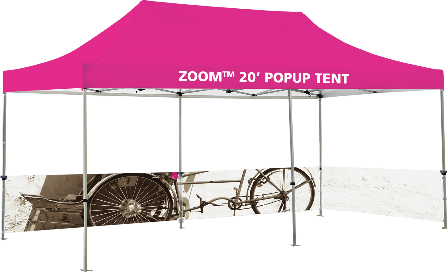 20ft x 10ft Zoom Standard Popup Tent Half Wall Custom Printed Double-Sided (Half Wall Graphic Only)