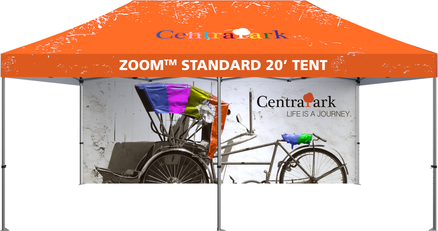 20ft x 10ft Zoom Standard Popup Tent Full Wall Custom Printed Double-Sided (Full Wall Graphic Only)