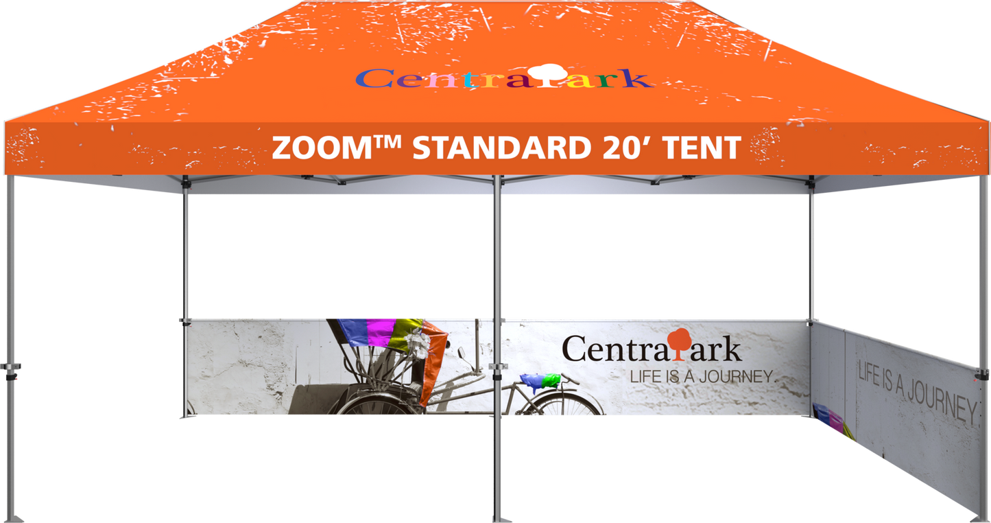 20ft x 10ft Zoom Standard Popup Tent Half Wall Custom Printed Double-Sided (Half Wall Graphic Only)